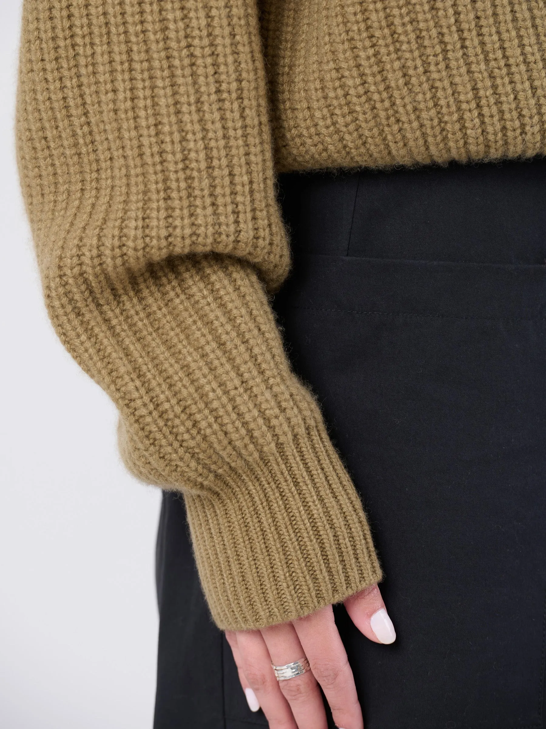 Merino Wool Bamboo Blend Chunky Rib Wrap Sweater