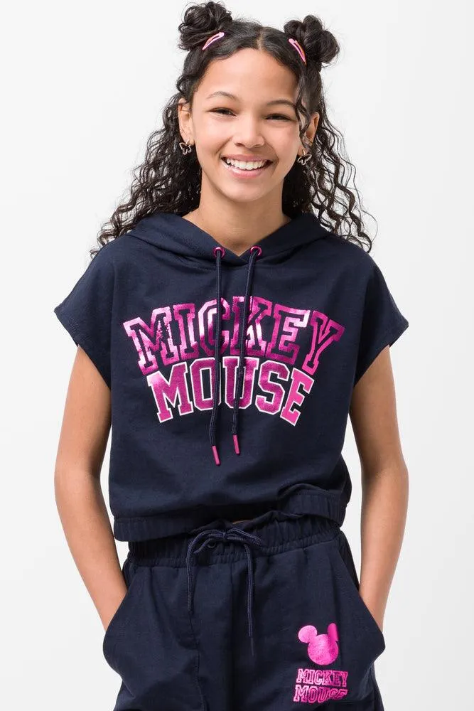 Mickey Mouse Sleeveless Hoodie Navy