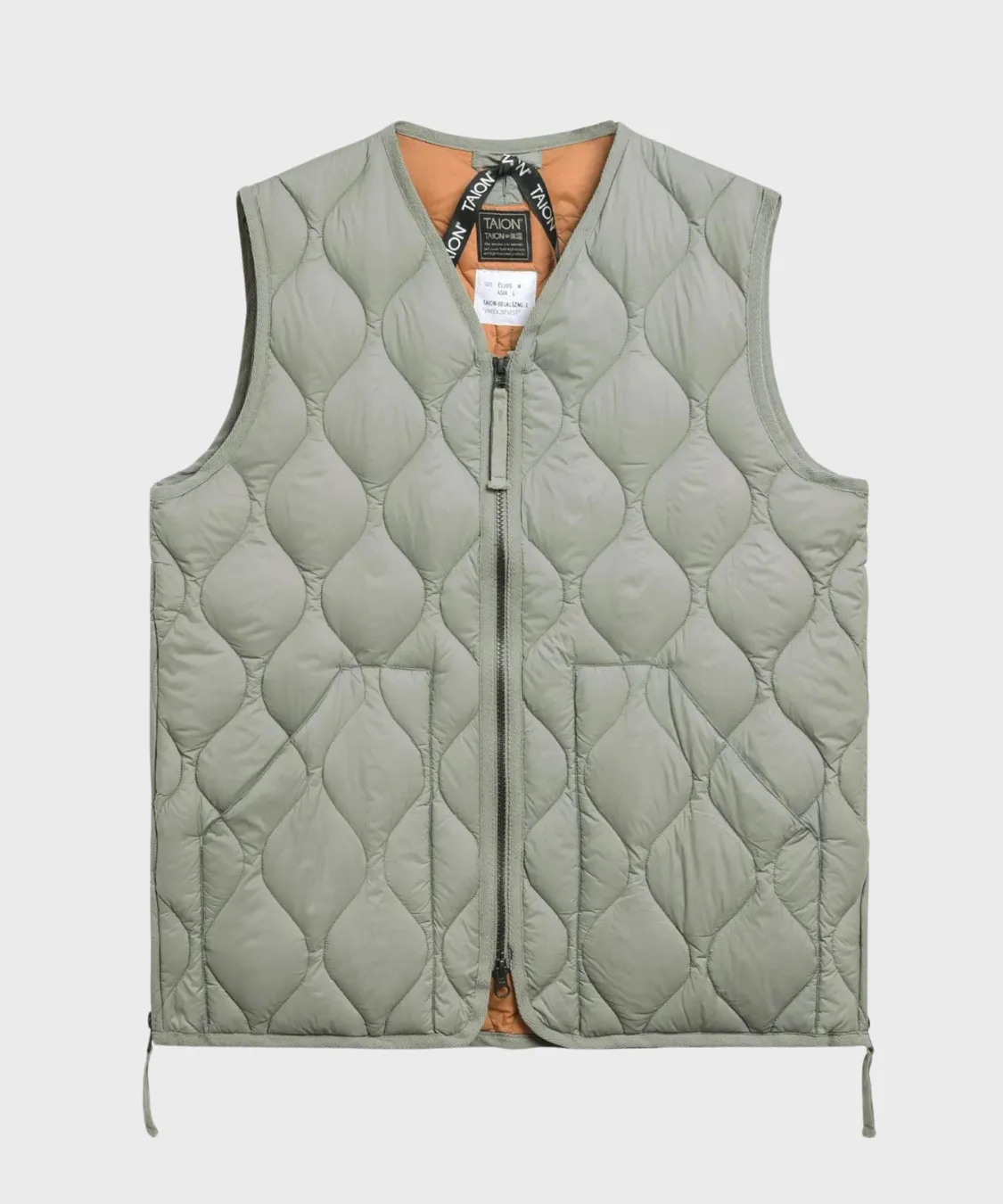 Military V-Neck W-Zip Down Vest (Soft Shell) in Dark Sage Green