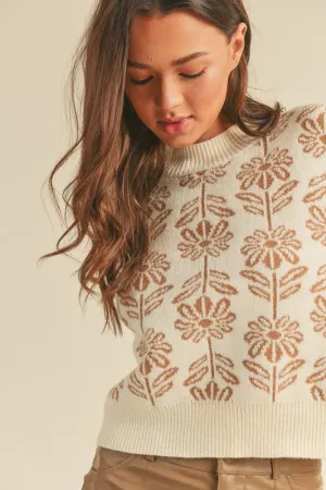 Mindy Floral Pattern Knit Sweater