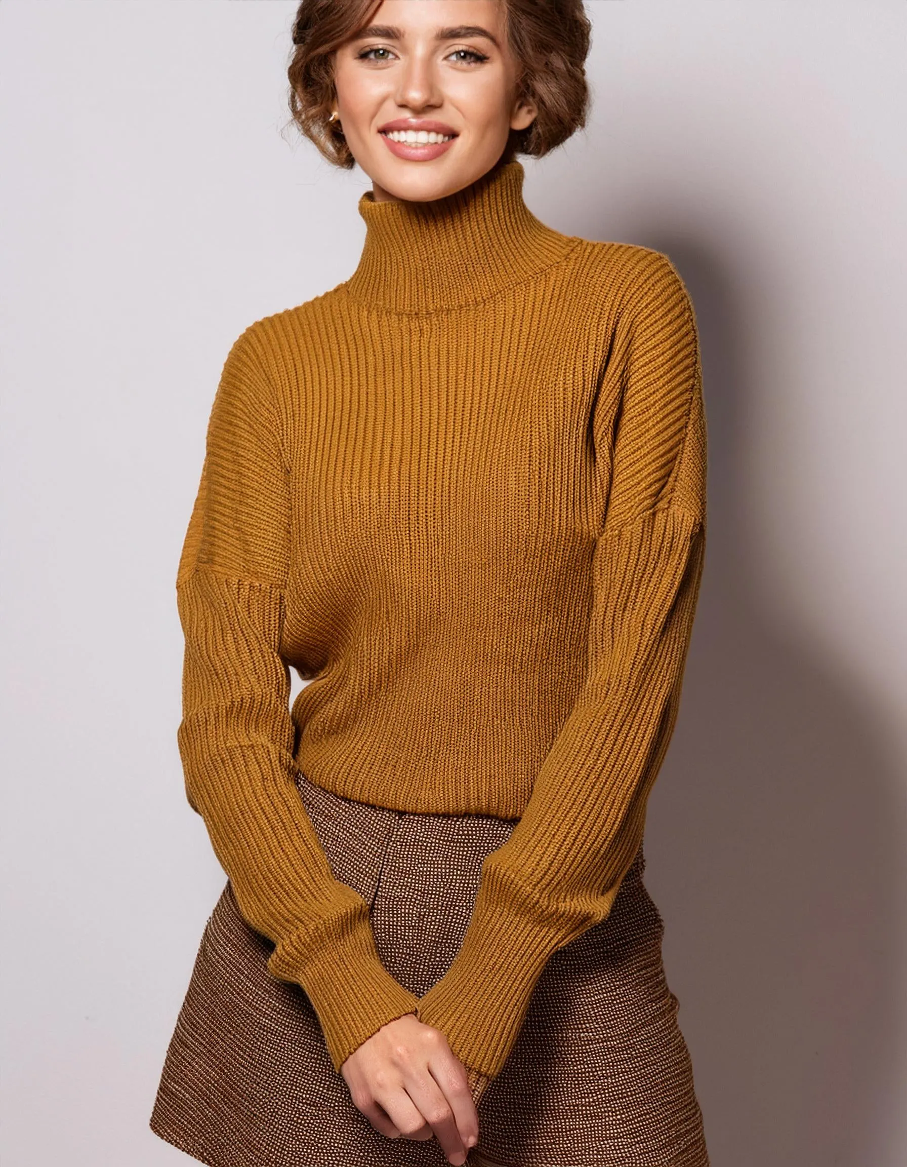 Mustard Yellow Warm Turtleneck Sweater