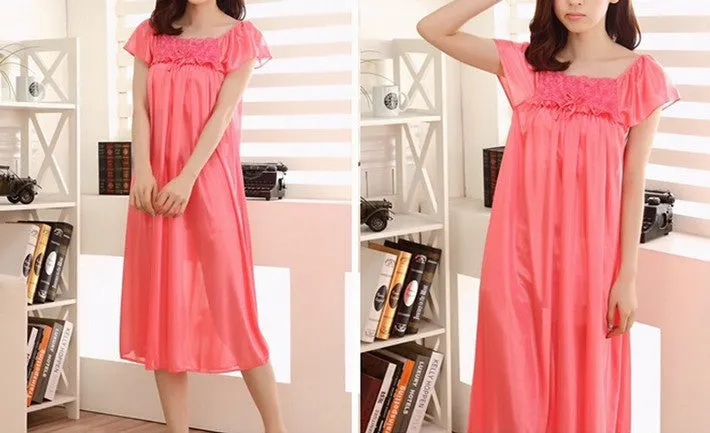 New Arrival Women's Summer Soft Solid Comfortable Nightgowns Simple Knee-Length Sleepwear