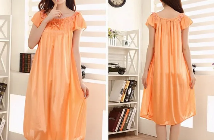 New Arrival Women's Summer Soft Solid Comfortable Nightgowns Simple Knee-Length Sleepwear