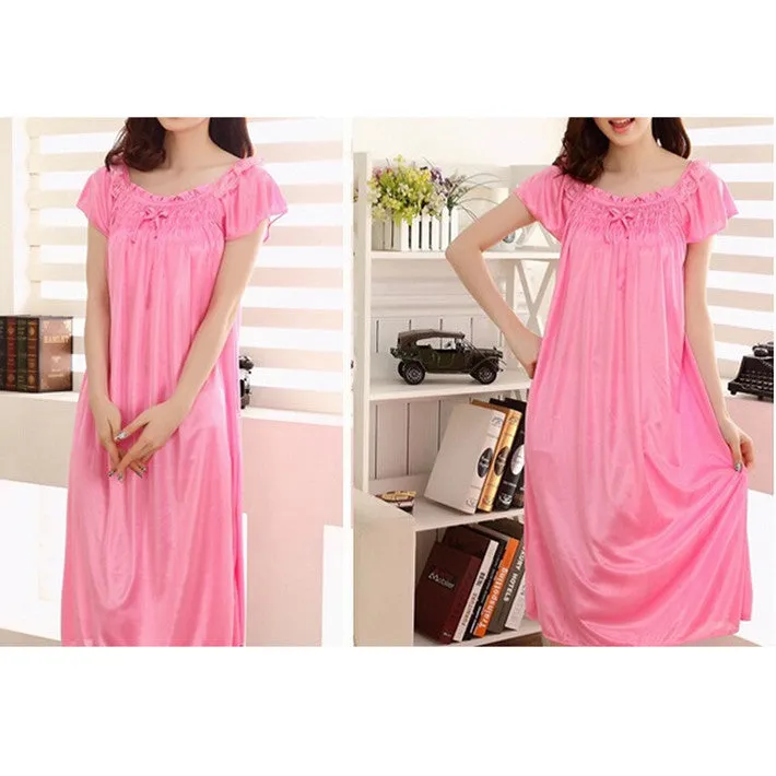 New Arrival Women's Summer Soft Solid Comfortable Nightgowns Simple Knee-Length Sleepwear