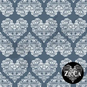 Organic Cotton Jersey - Diamond Hearts - China Blue