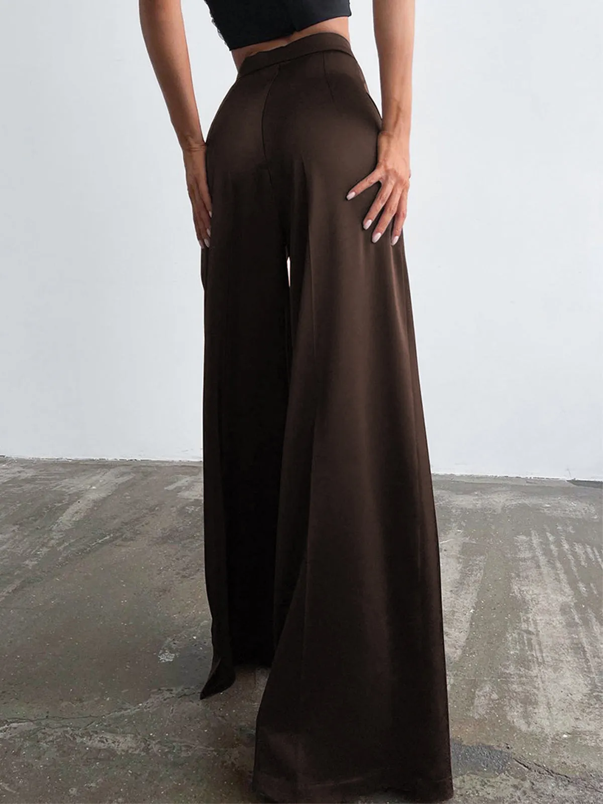 Oversized Satin Wide Trendy Leg Dress Pants