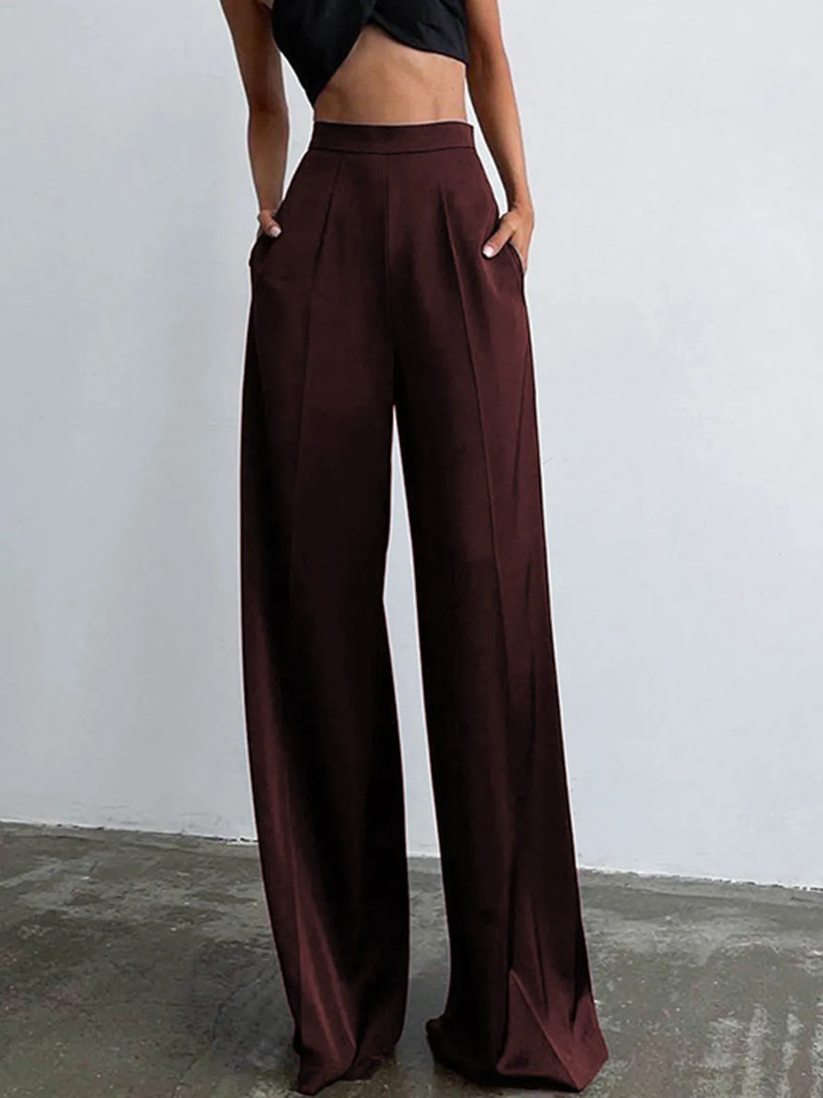 Oversized Satin Wide Trendy Leg Dress Pants