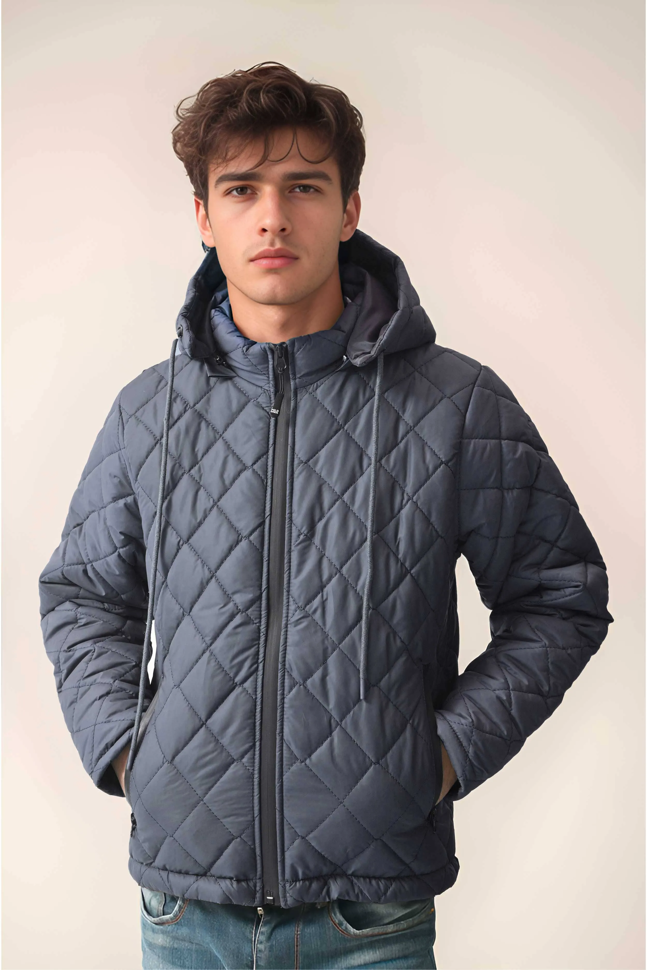 Polo Republica Men's Quilted Puffer Hooded Jacket