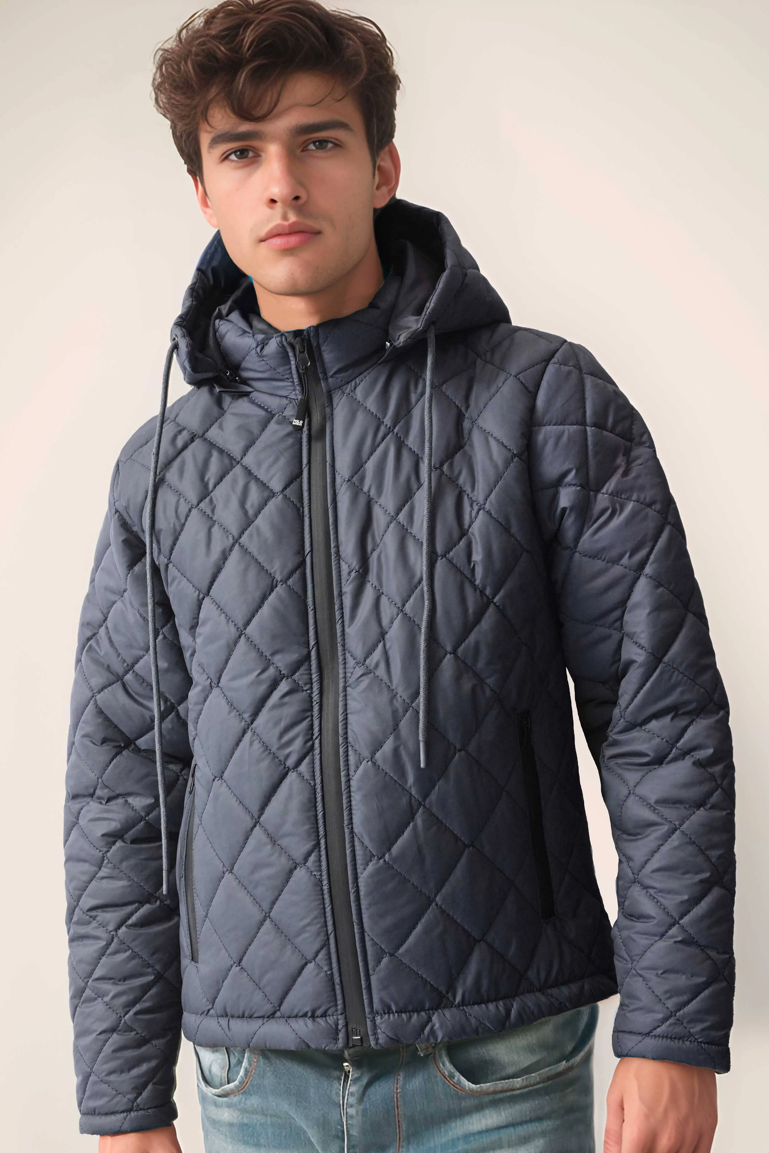 Polo Republica Men's Quilted Puffer Hooded Jacket