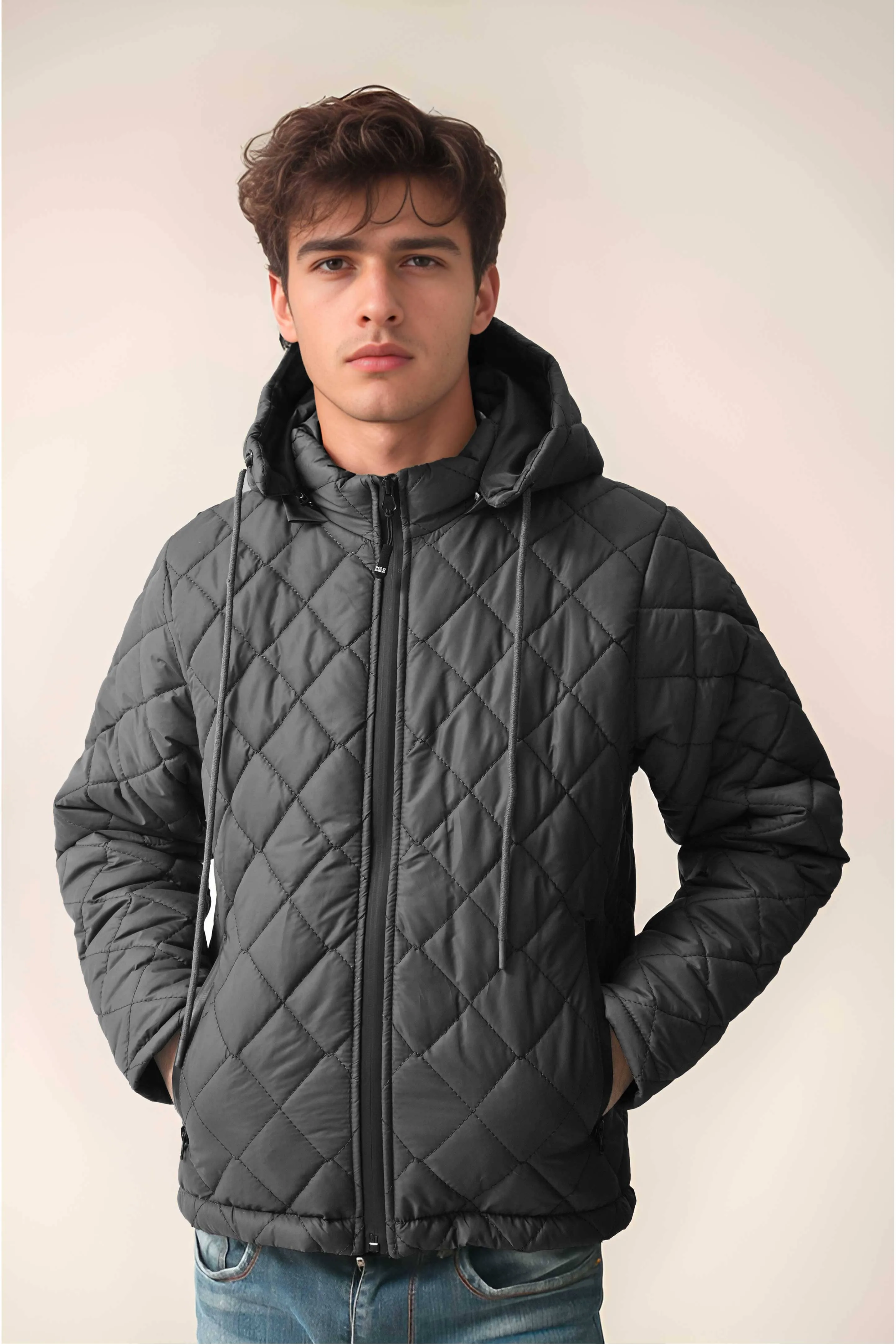 Polo Republica Men's Quilted Puffer Hooded Jacket