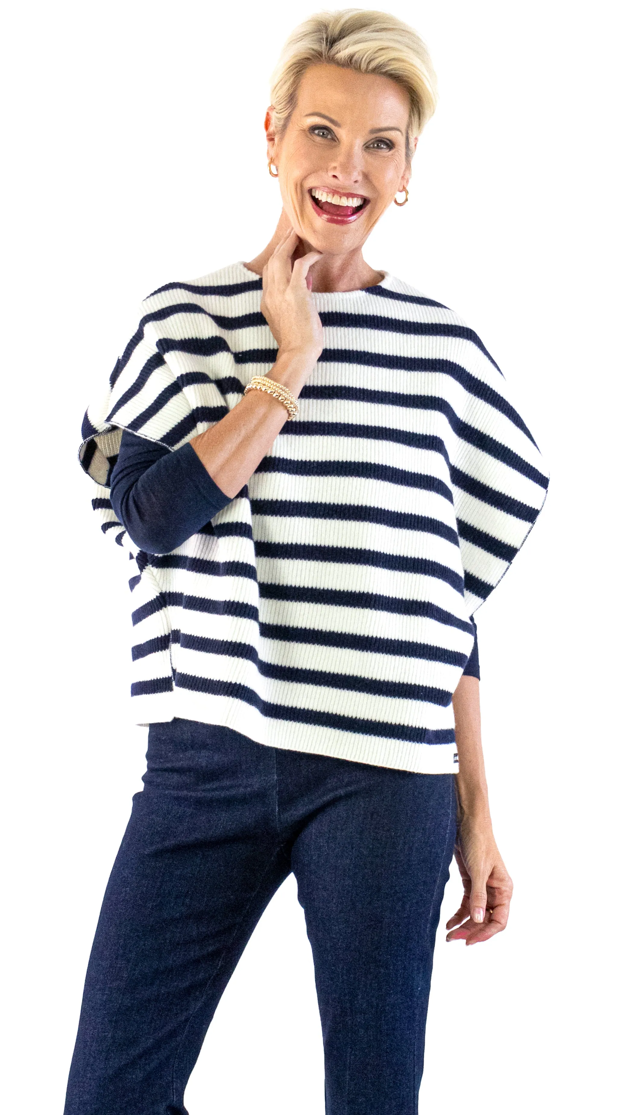 Pull Stripe Panch - Ecume / Navy