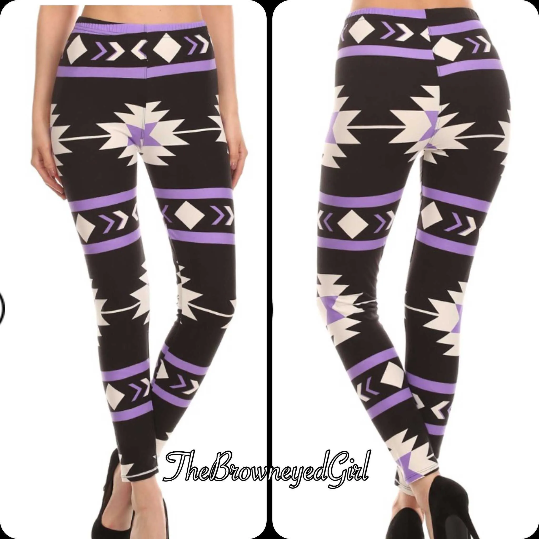 Purple and Black Aztec Print Leggings