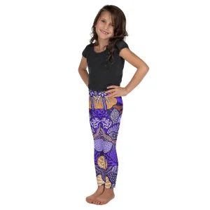 Purple Batik Floral Kids Leggings