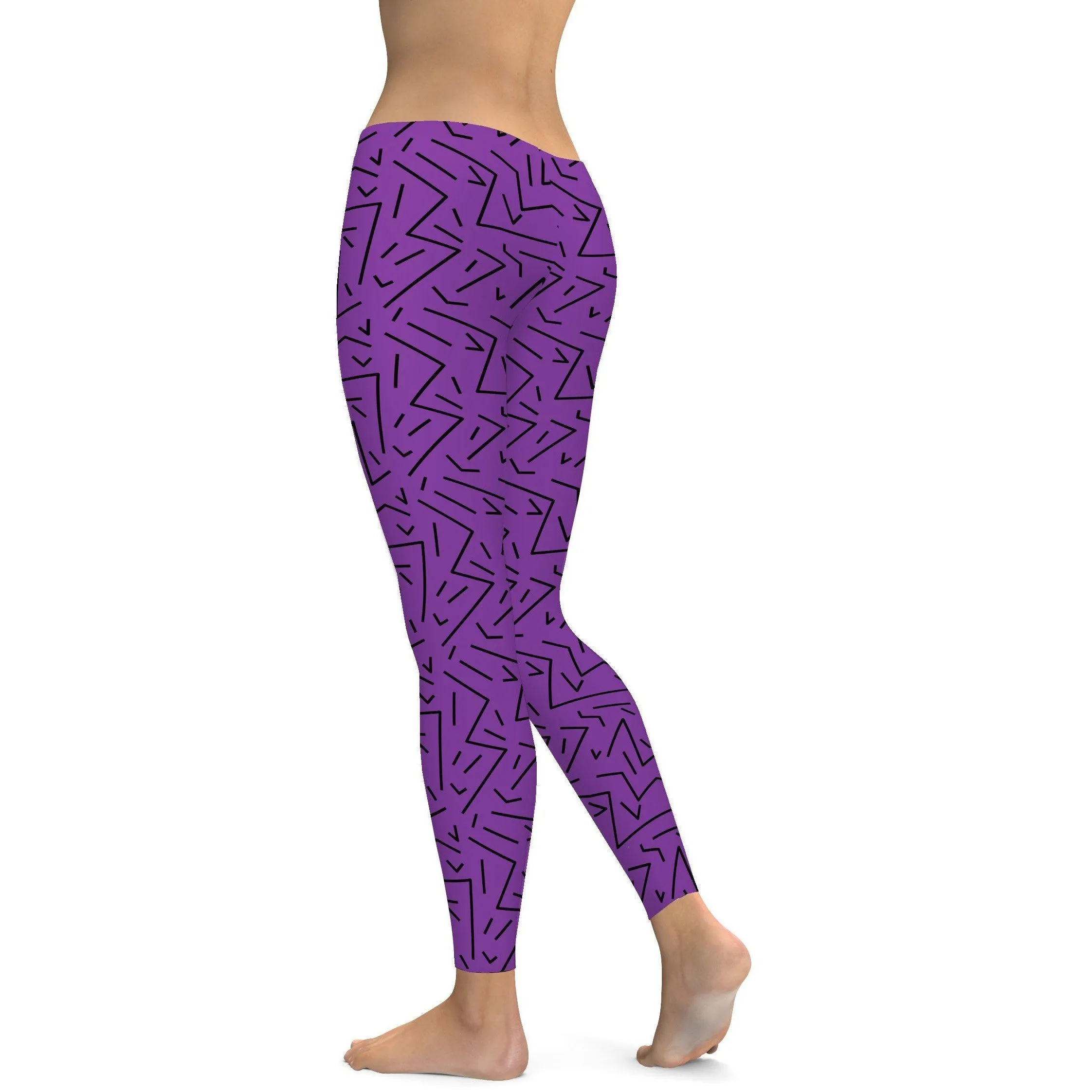 Purple Black Line Leggings