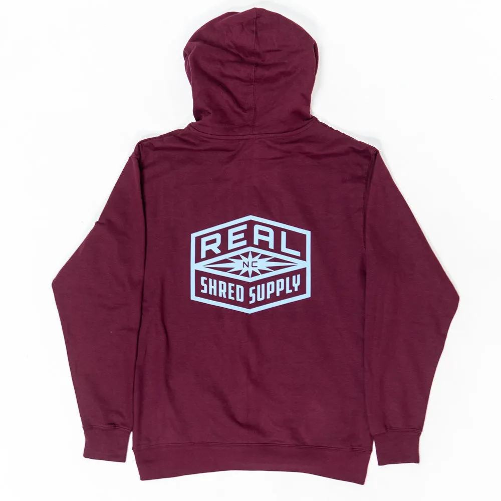 REAL Shred Supply Hooded Sweatshirt-Maroon