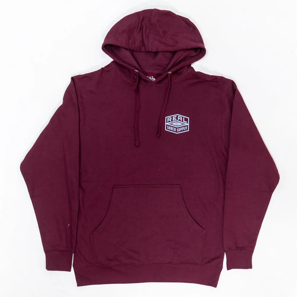 REAL Shred Supply Hooded Sweatshirt-Maroon