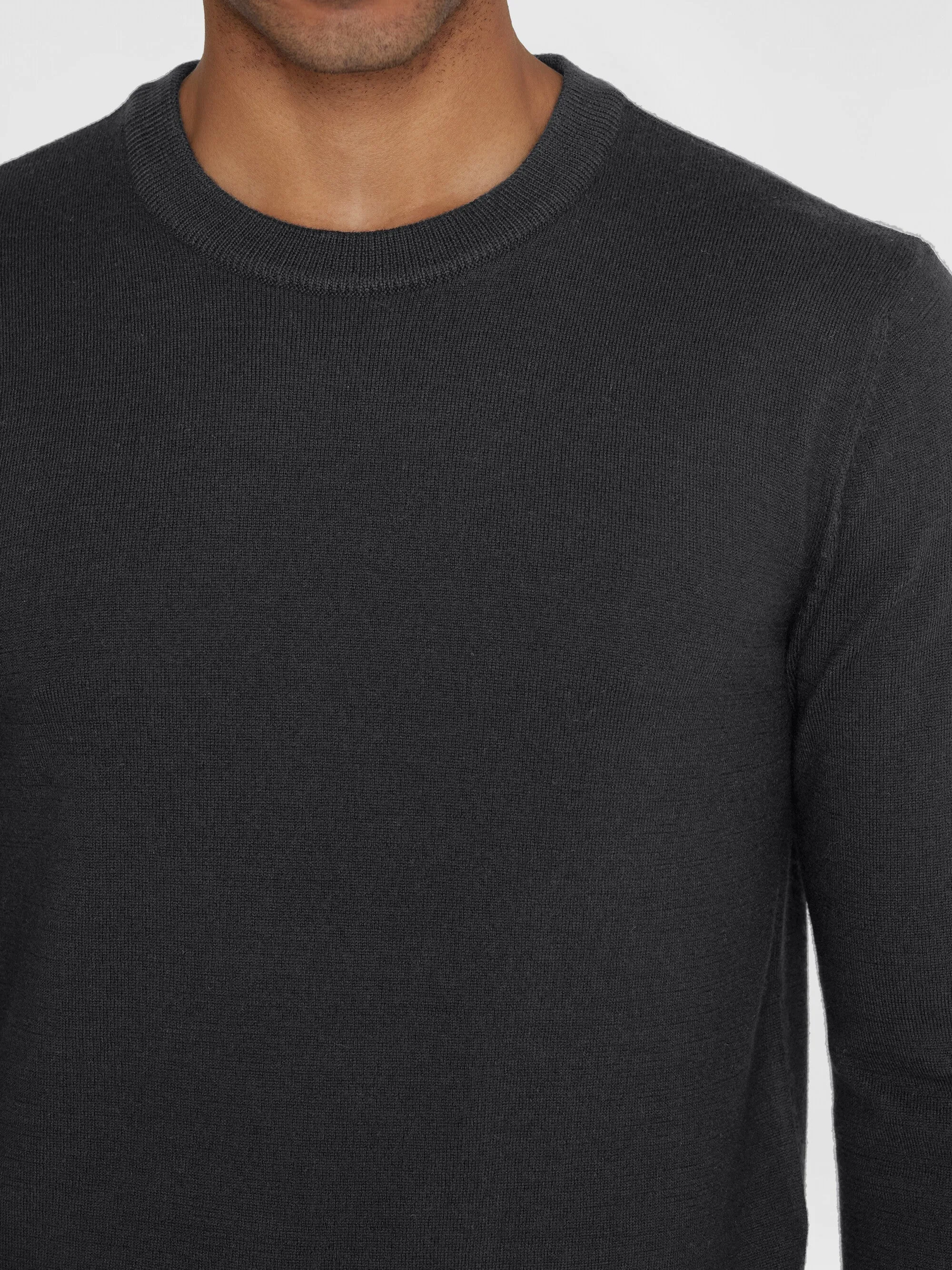 Regular merino knit crew neck - RWS - Black Jet