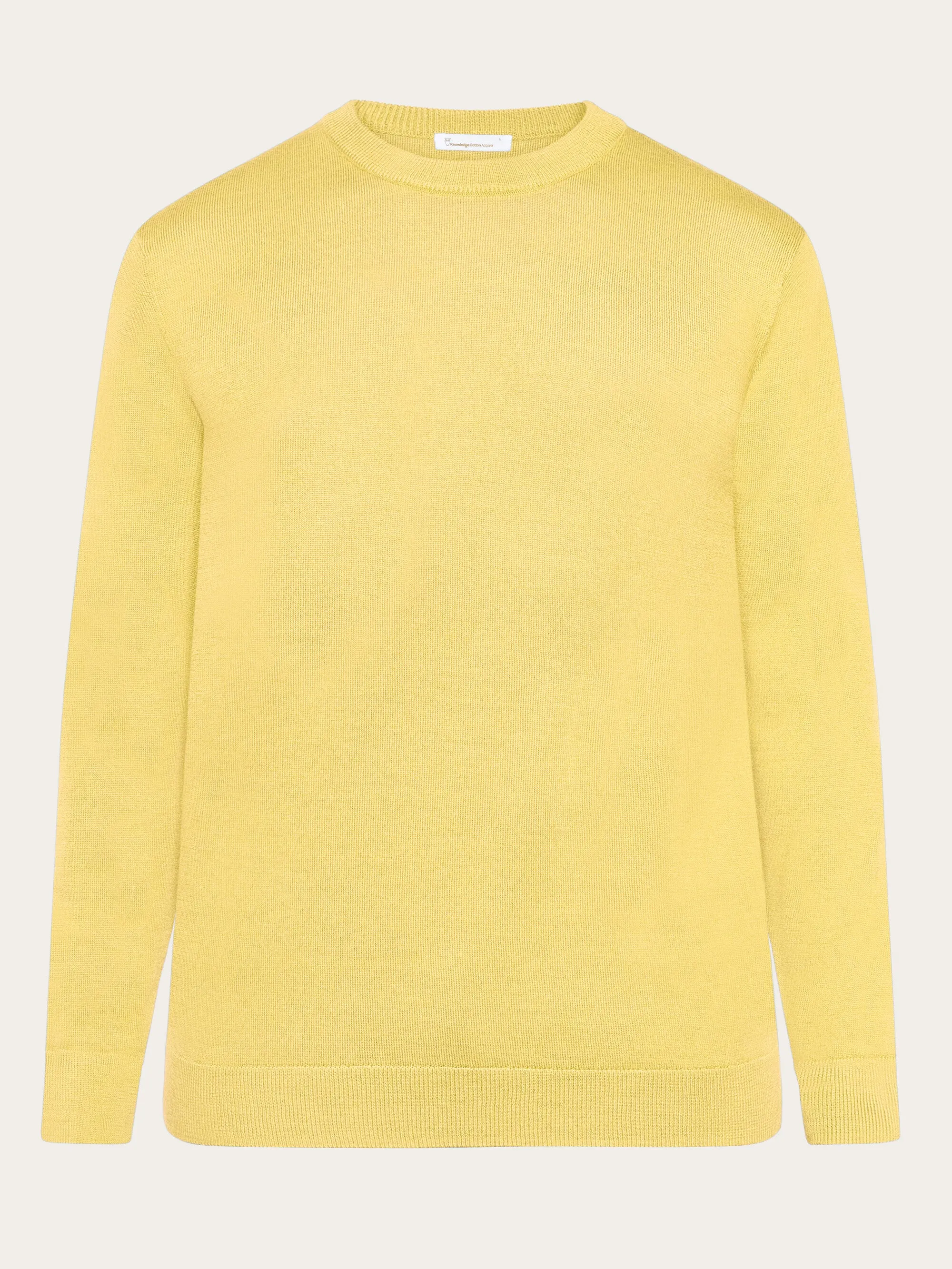 Regular merino knit crew neck - RWS - Misted Yellow