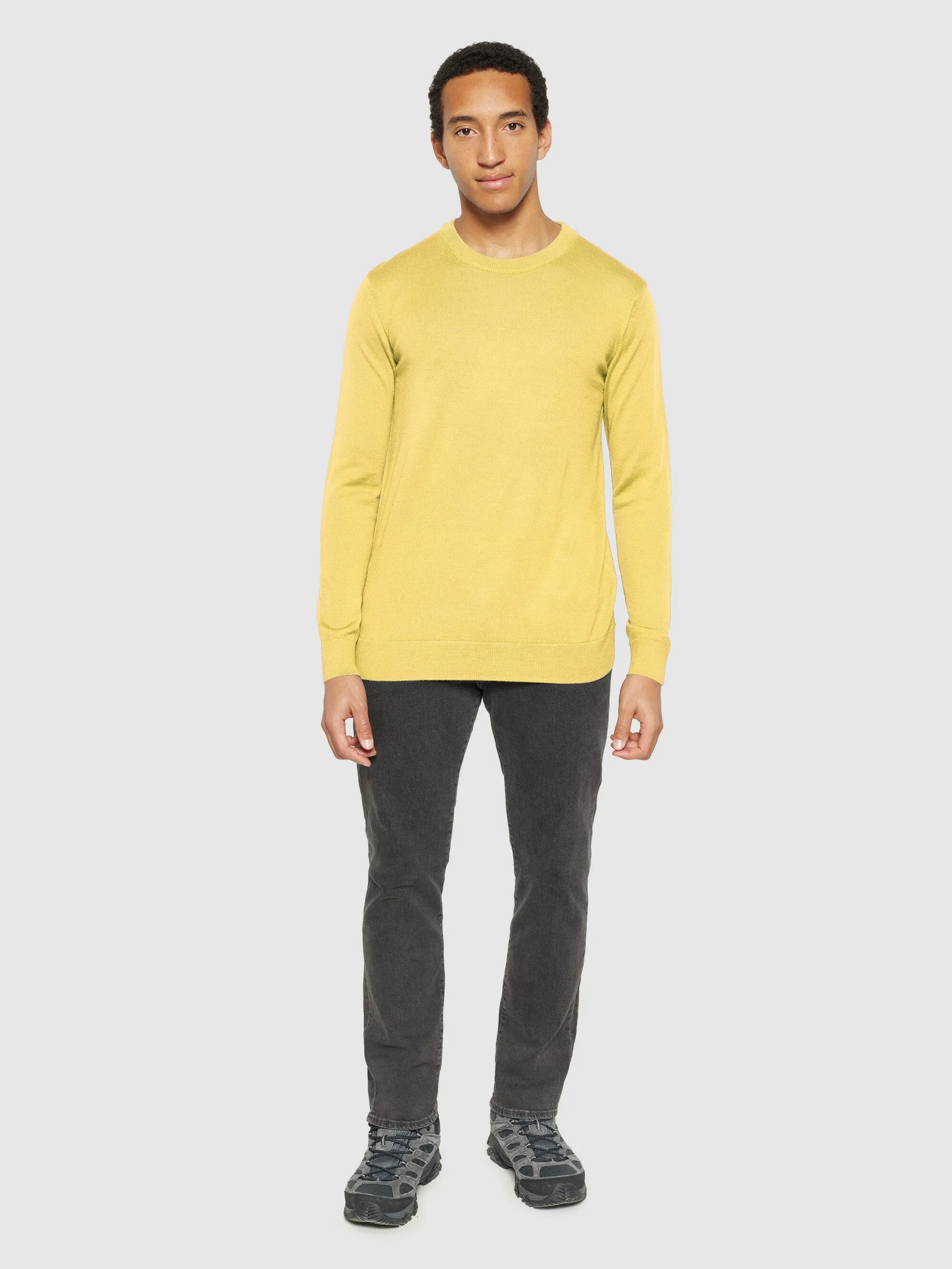 Regular merino knit crew neck - RWS - Misted Yellow