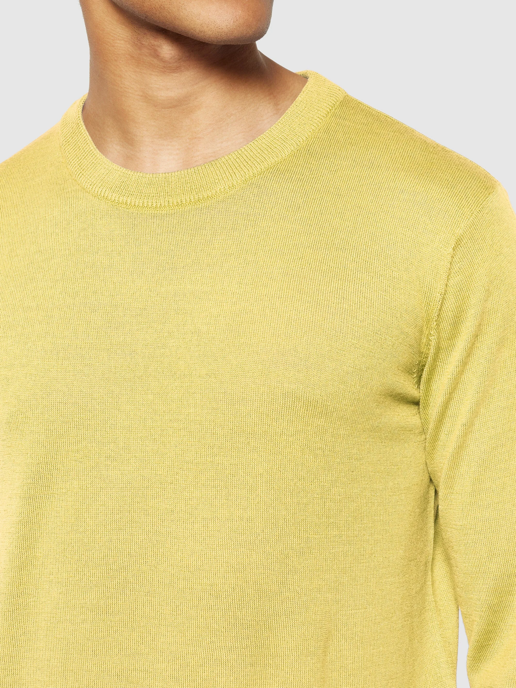 Regular merino knit crew neck - RWS - Misted Yellow