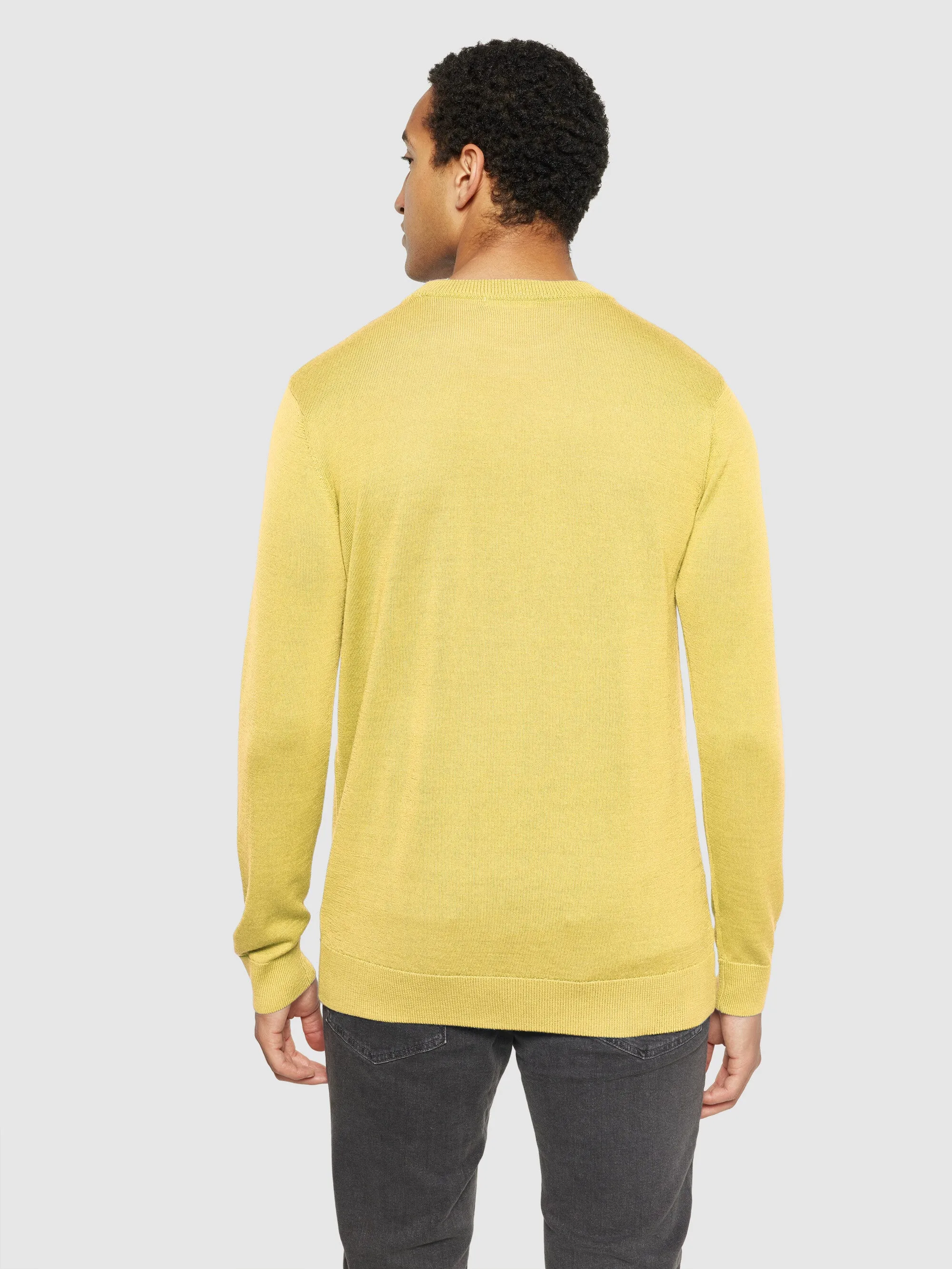 Regular merino knit crew neck - RWS - Misted Yellow