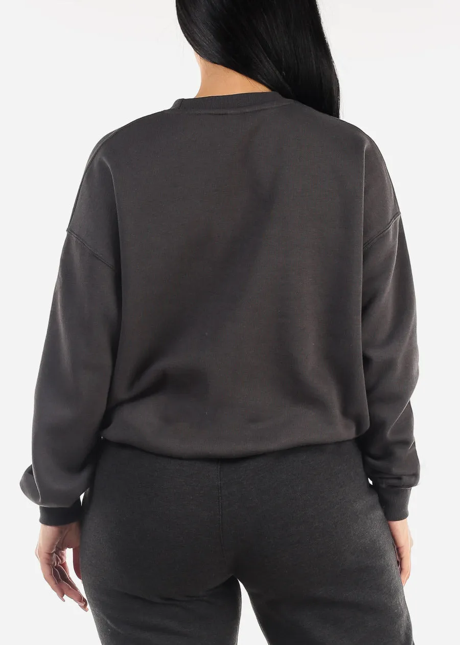 Relaxed Fit Fleece Sweatshirt Charcoal "Bonita"