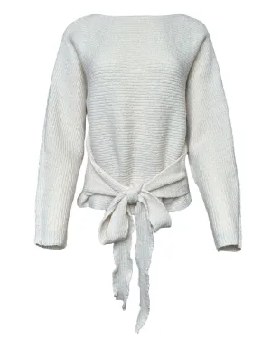 RELAXED SWEATER WITH WAIST TIE IN CREAM