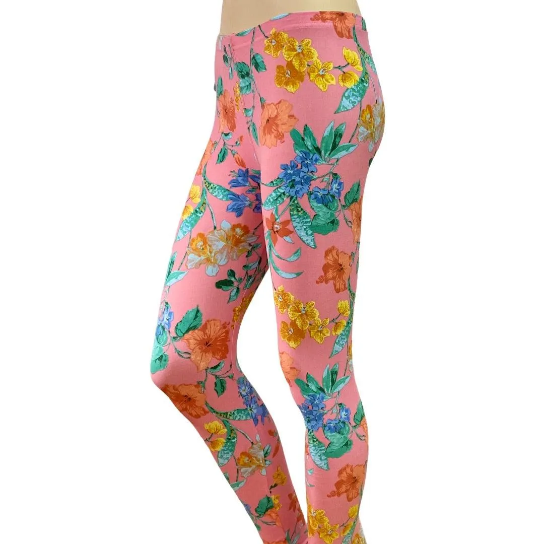 Retro Floral Mid Rise Ankle Leggings