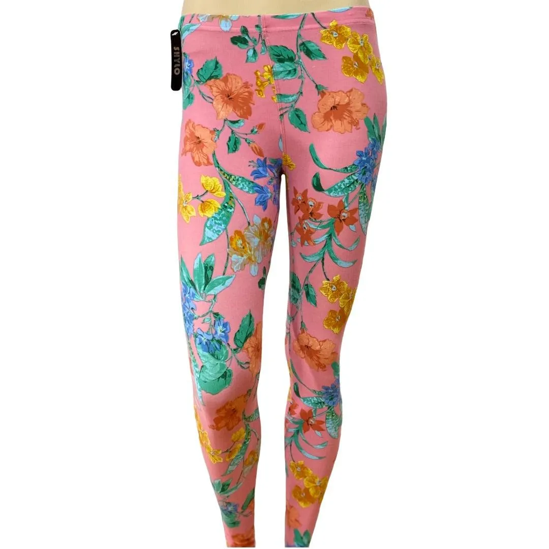 Retro Floral Mid Rise Ankle Leggings