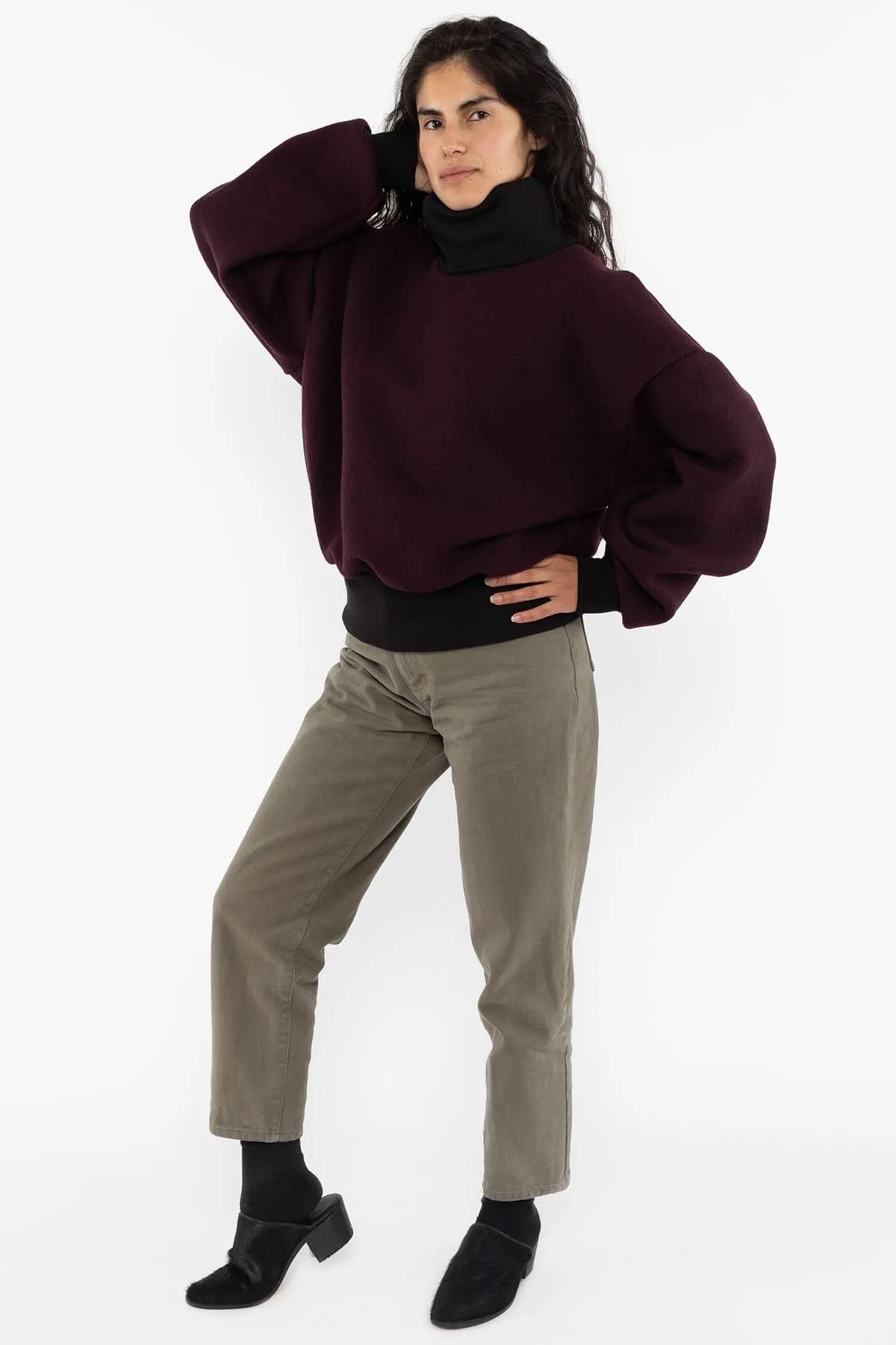 RWHR313 - Wool Turtleneck Sweater with Heavy Cotton Rib