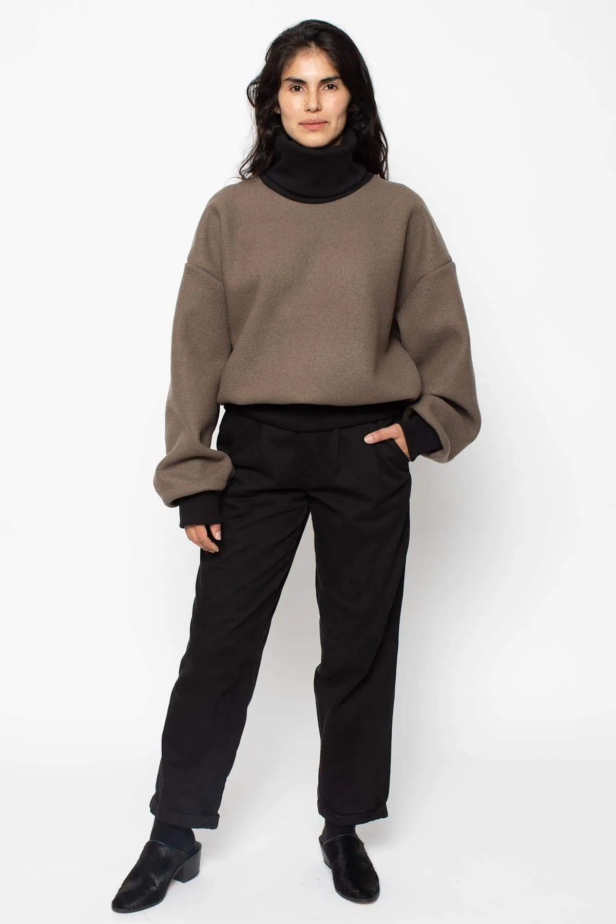 RWHR313 - Wool Turtleneck Sweater with Heavy Cotton Rib