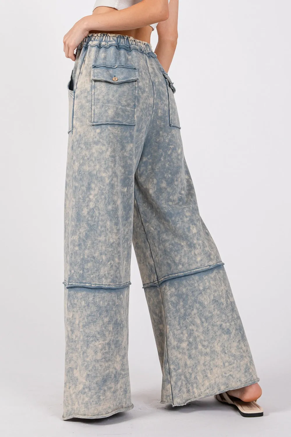 SAGE   FIG Mineral Washed Terry Wide Leg Pants