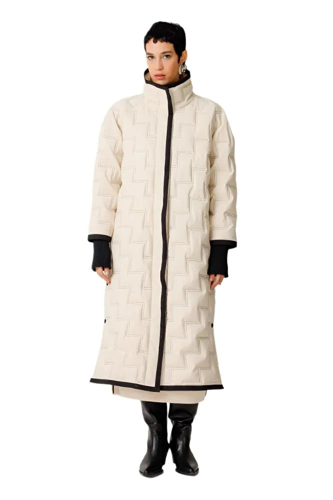 SKFK Womens Alizia Long Coat Cream