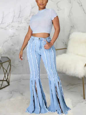 Slit Puff Sleeve Trendy White Crop Top