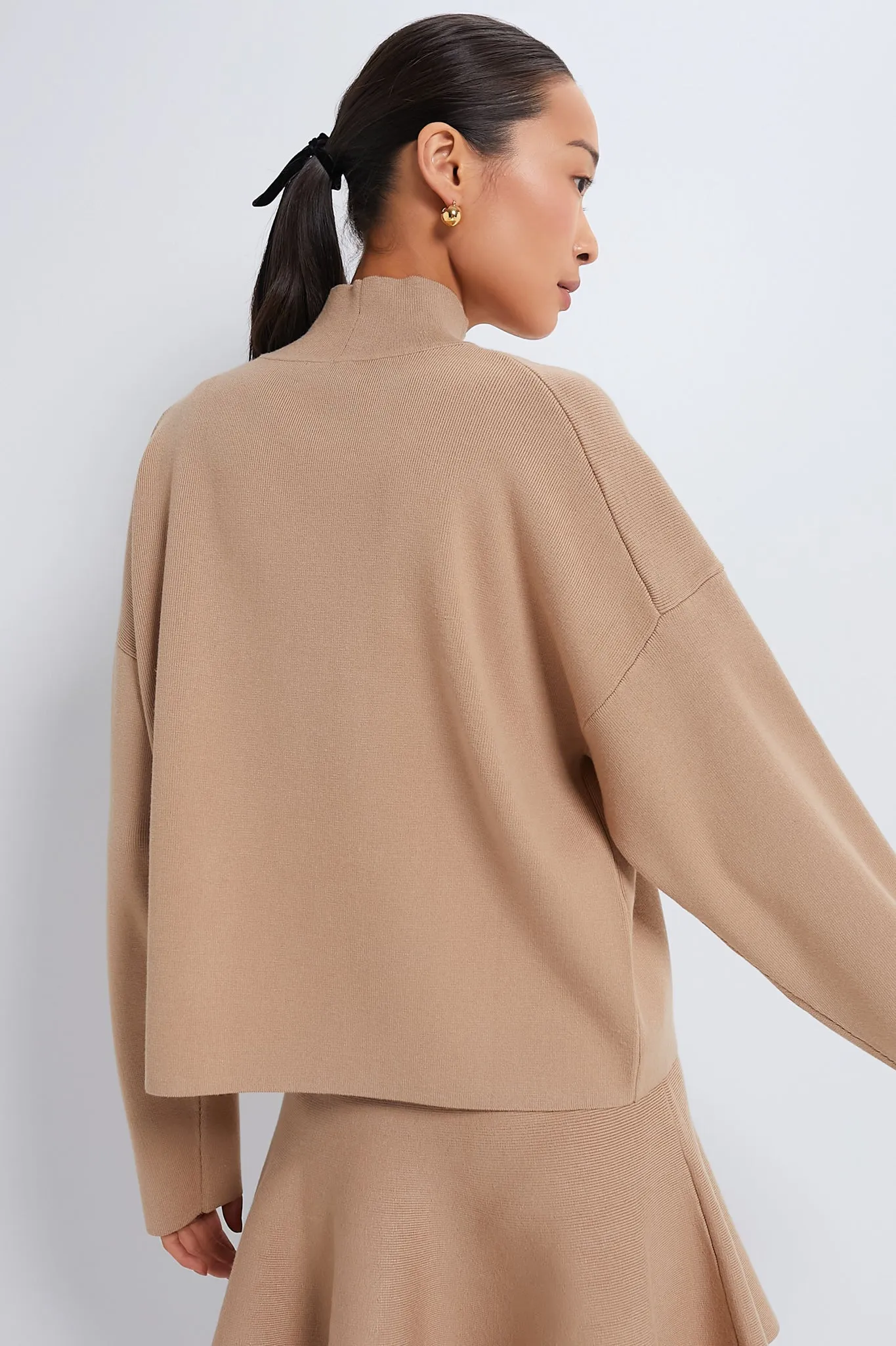 Tan Cessie High Neck Sweater