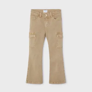 Tan Flared Cargo Pants