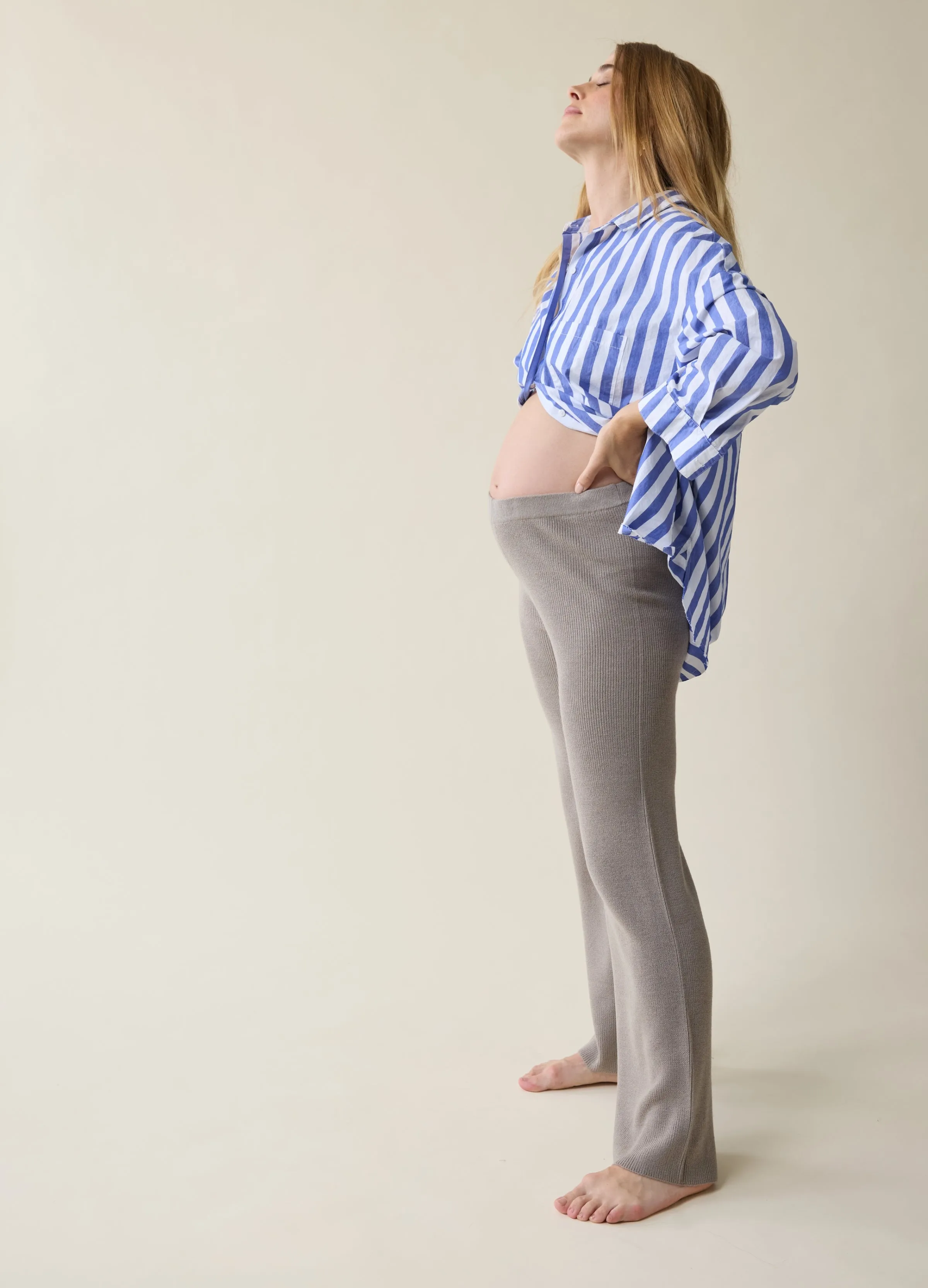 The Stay Cozy Maternity   Postpartum Sweater Pant Taupe