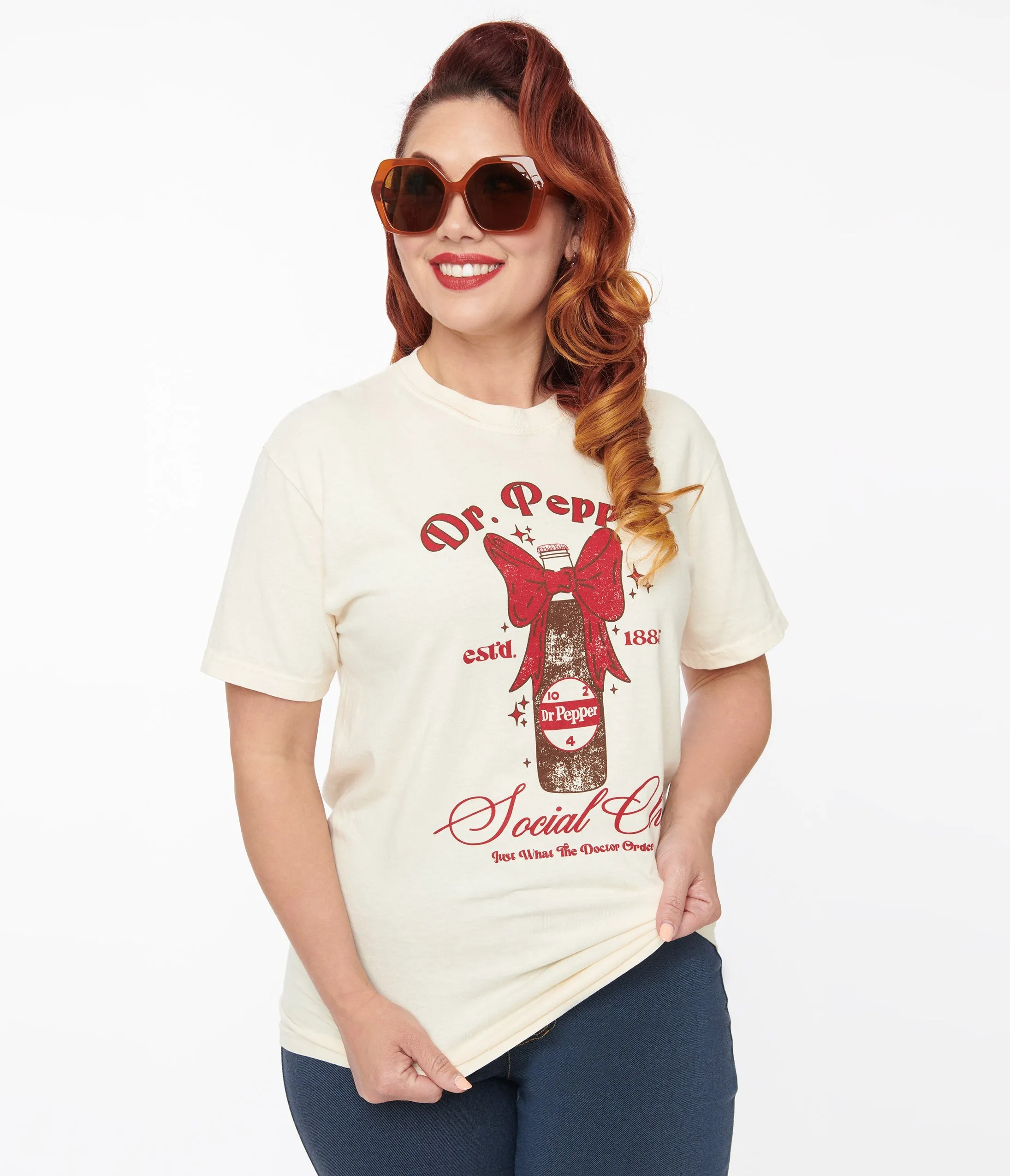 Vintage Style Dr Pepper Social Club Fitted Graphic Tee