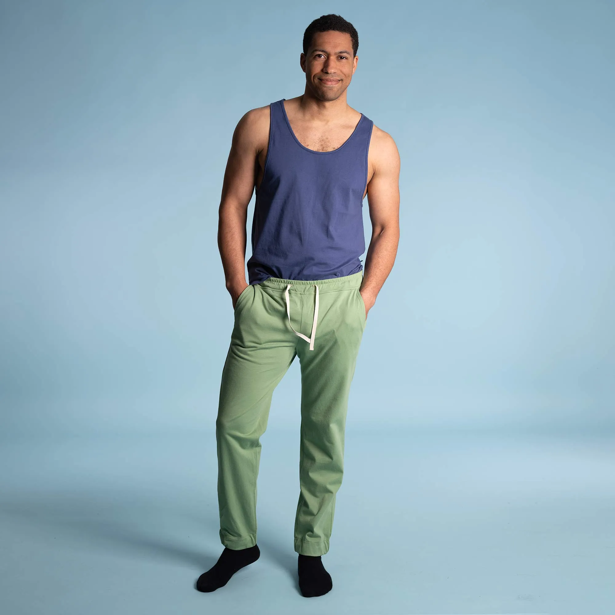 WEST COAST 100% Organic Prima Cotton Jersey Jogger Pants (Covered Organic Elastic Waist & Cuff) (100% Biodegradable OC Thread Option)