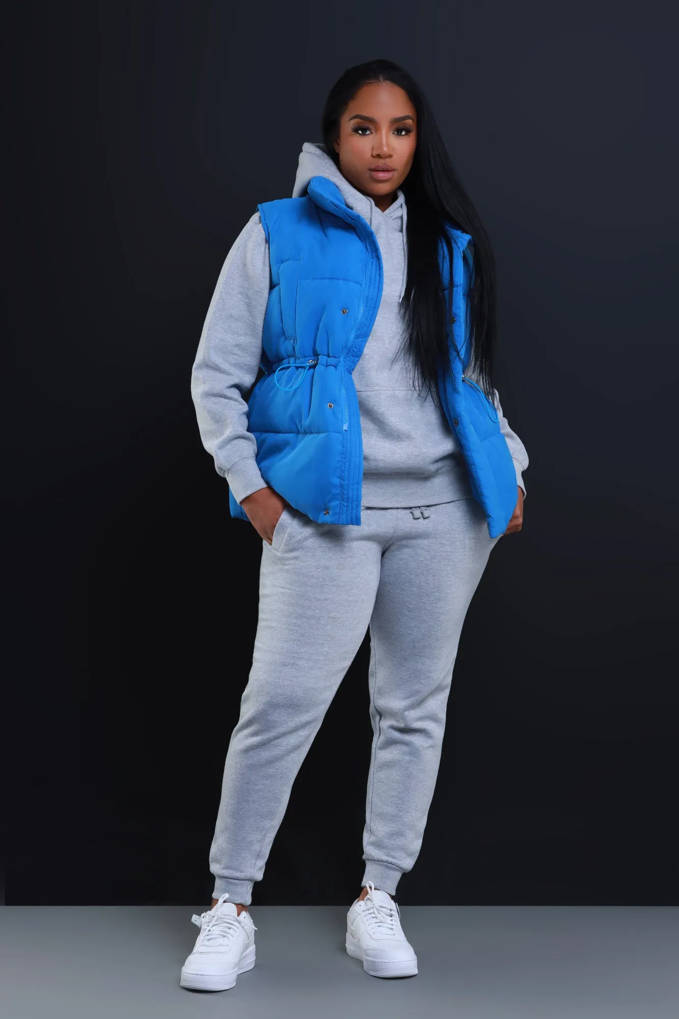 With The Crew Oversized Puffer Vest - Blue