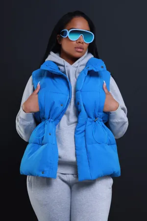 With The Crew Oversized Puffer Vest - Blue