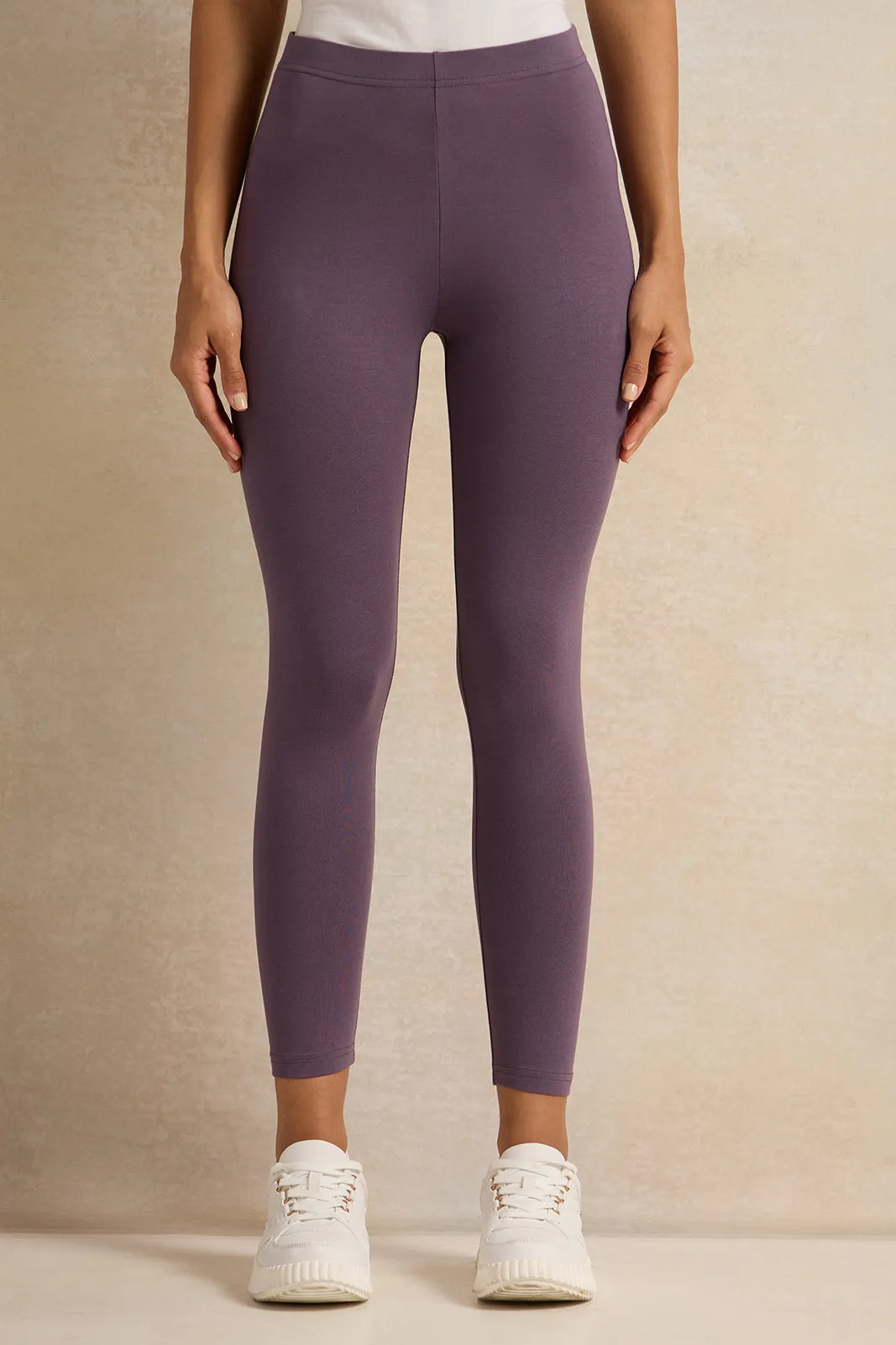 Women Purple Leggings Set (Pack Of 2)