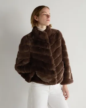 Women's Malina Fur Jacket Chocolate Brown