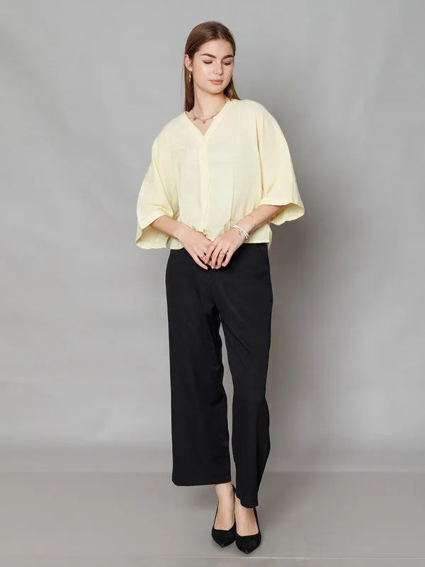 Yellow Solid Relaxed Fit Top